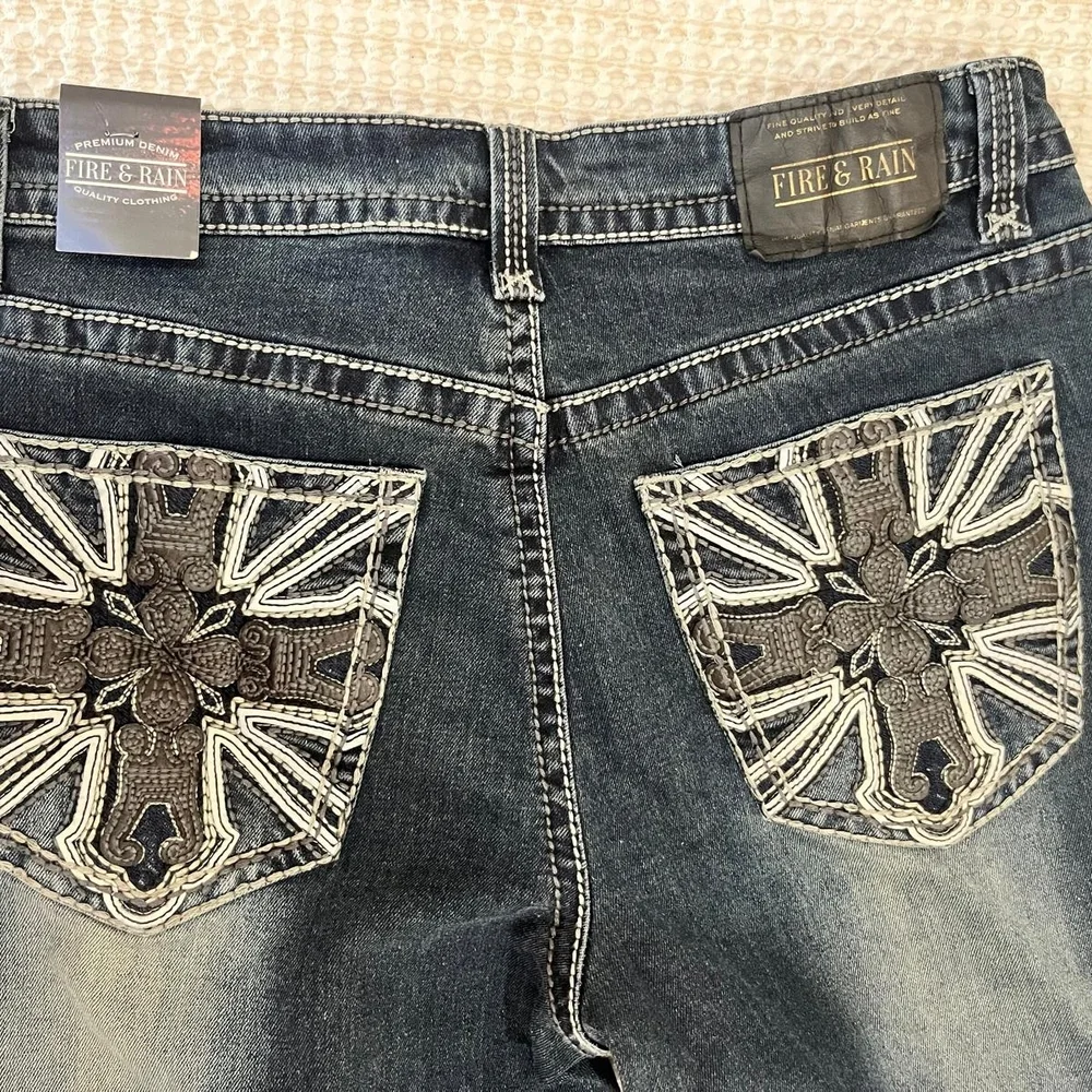 Fire‎ & Rain Straight Leg Jeans Mens 32x30 Embroidered Grunge Western Cowboy